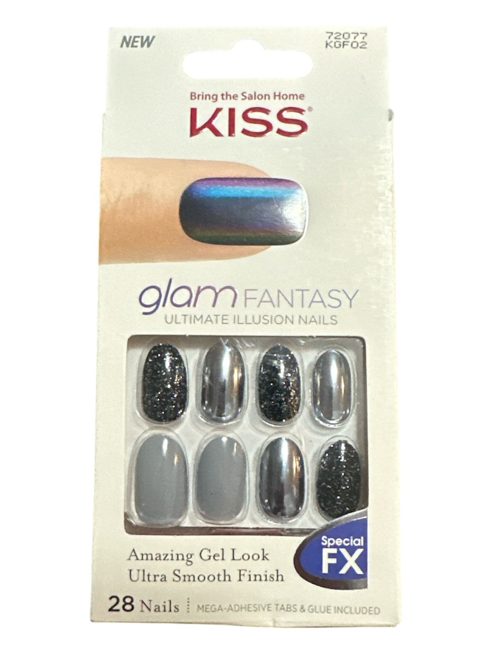 KISS Glam Fantasy Ultimate Illusion Nails Special FX Chrome Glitter Gray 72077